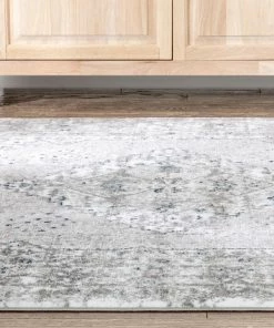 Well Woven Trieste Vintage Floral Medallion Pattern Ivory Grey Rug Global