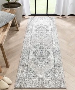 Well Woven Trieste Vintage Floral Medallion Pattern Ivory Grey Rug Global