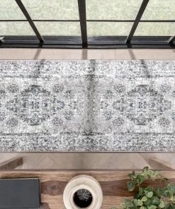 Well Woven Trieste Vintage Floral Medallion Pattern Ivory Grey Rug Global