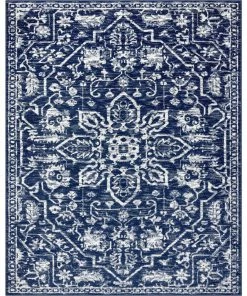 Well Woven Global Disa Vintage Medallion Dark Blue Soft Rug By Chill Rugs