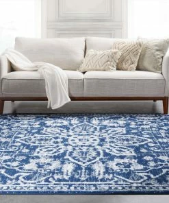Well Woven Global Disa Vintage Medallion Dark Blue Soft Rug By Chill Rugs