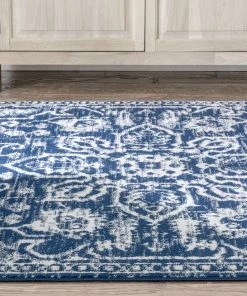 Well Woven Global Disa Vintage Medallion Dark Blue Soft Rug By Chill Rugs