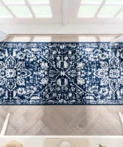 Well Woven Global Disa Vintage Medallion Dark Blue Soft Rug By Chill Rugs