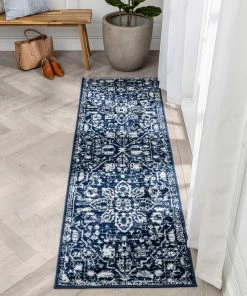 Well Woven Global Disa Vintage Medallion Dark Blue Soft Rug By Chill Rugs