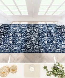 Well Woven Global Disa Vintage Medallion Dark Blue Soft Rug By Chill Rugs