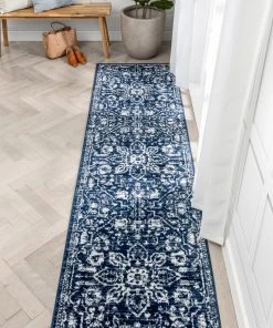 Well Woven Global Disa Vintage Medallion Dark Blue Soft Rug By Chill Rugs