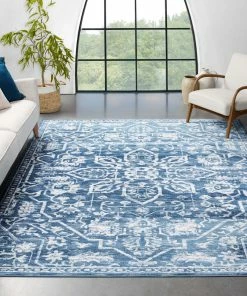 Well Woven Global Disa Vintage Medallion Light Blue Soft Rug By Chill Rugs