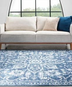 Well Woven Global Disa Vintage Medallion Light Blue Soft Rug By Chill Rugs