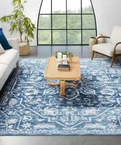 Well Woven Global Disa Vintage Medallion Light Blue Soft Rug By Chill Rugs