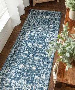 Well Woven Global Disa Vintage Medallion Light Blue Soft Rug By Chill Rugs
