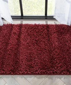 Well Woven Emerson Modern Solid Deep Red Textured Shag Rug 29 Well Woven Emerson Modern Solid Deep Red Textured Shag Rug