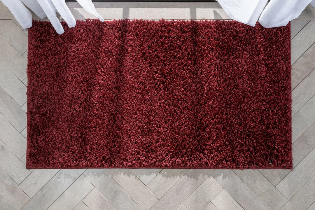 Well Woven Emerson Modern Solid Deep Red Textured Shag Rug 14 Well Woven Emerson Modern Solid Deep Red Textured Shag Rug