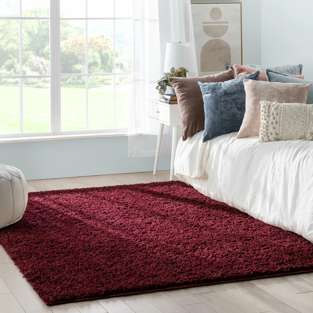 Well Woven Emerson Modern Solid Deep Red Textured Shag Rug 5 Well Woven Emerson Modern Solid Deep Red Textured Shag Rug