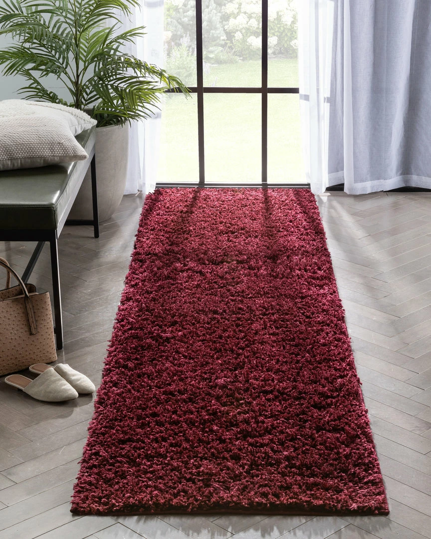 Well Woven Emerson Modern Solid Deep Red Textured Shag Rug 9 Well Woven Emerson Modern Solid Deep Red Textured Shag Rug