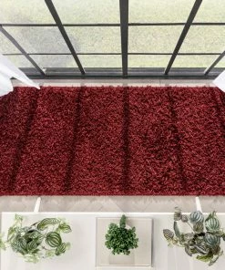 Well Woven Emerson Modern Solid Deep Red Textured Shag Rug 32 Well Woven Emerson Modern Solid Deep Red Textured Shag Rug