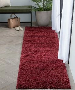 Well Woven Emerson Modern Solid Deep Red Textured Shag Rug 33 Well Woven Emerson Modern Solid Deep Red Textured Shag Rug