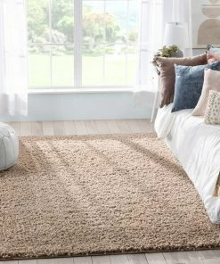 Well Woven Emerson Modern Solid Beige Textured Shag Rug