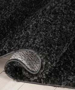 Well Woven Emerson Modern Solid Black Textured Shag Rug