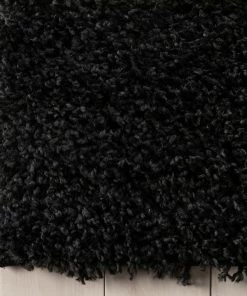 Well Woven Emerson Modern Solid Black Textured Shag Rug