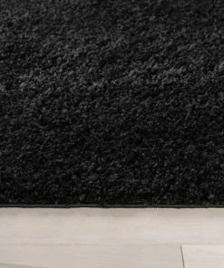 Well Woven Emerson Modern Solid Black Textured Shag Rug