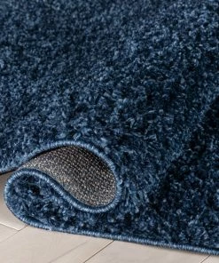Well Woven Emerson Modern Solid Dark Blue Textured Shag Rug 16 Well Woven Emerson Modern Solid Dark Blue Textured Shag Rug