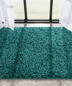 Well Woven Emerson Modern Solid Green Textured Shag Rug