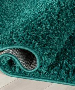 Well Woven Emerson Modern Solid Green Textured Shag Rug
