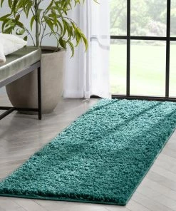 Well Woven Emerson Modern Solid Green Textured Shag Rug