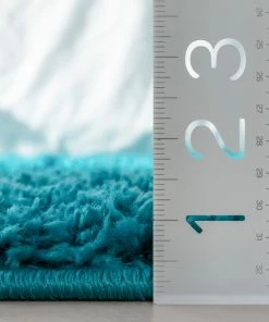 Well Woven Emerson Modern Solid Teal Textured Shag Rug Blue
