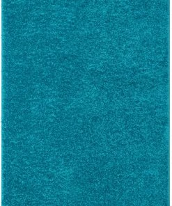 Well Woven Emerson Modern Solid Teal Textured Shag Rug Blue