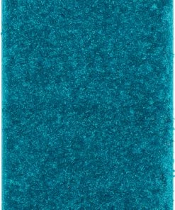 Well Woven Emerson Modern Solid Teal Textured Shag Rug Blue