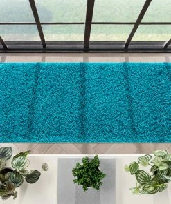 Well Woven Emerson Modern Solid Teal Textured Shag Rug Blue