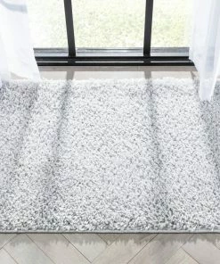 Well Woven Emerson Modern Solid Light Grey Textured Shag Rug