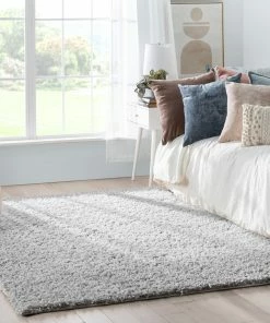 Well Woven Emerson Modern Solid Light Grey Textured Shag Rug
