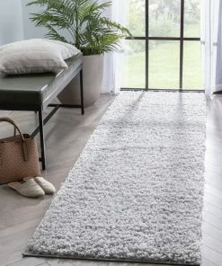 Well Woven Emerson Modern Solid Light Grey Textured Shag Rug