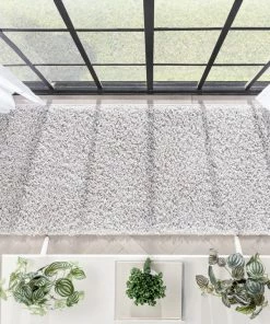 Well Woven Emerson Modern Solid Light Grey Textured Shag Rug