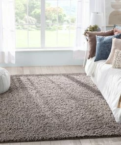 Well Woven Emerson Modern Solid Taupe Textured Shag Rug