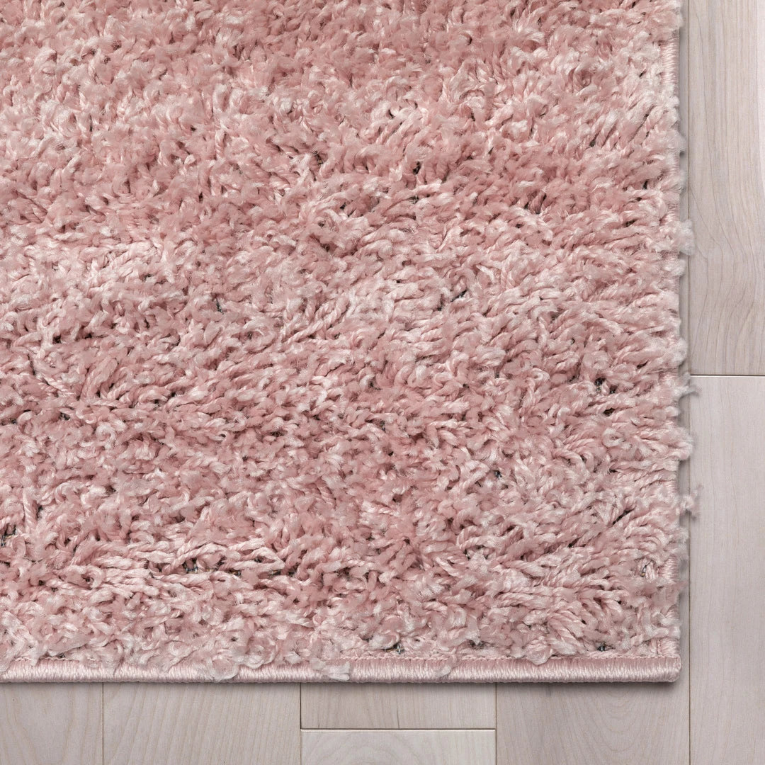 Well Woven Emerson Modern Solid Pink Textured Shag Rug 4 Well Woven Emerson Modern Solid Pink Textured Shag Rug