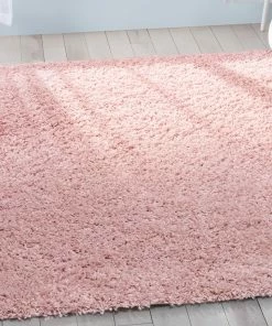 Well Woven Emerson Modern Solid Pink Textured Shag Rug