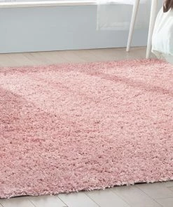 Well Woven Emerson Modern Solid Pink Textured Shag Rug 13 Well Woven Emerson Modern Solid Pink Textured Shag Rug