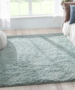 Well Woven Emerson Modern Solid Seafoam Green Textured Shag Rug