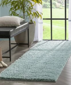 Well Woven Emerson Modern Solid Seafoam Green Textured Shag Rug 30 Well Woven Emerson Modern Solid Seafoam Green Textured Shag Rug