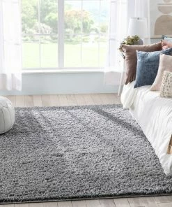 Well Woven Emerson Modern Solid Grey Textured Shag Rug