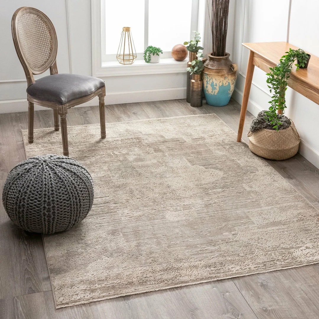 Well Woven Global Amie Beige Vintage Natural Medallion High-Low Rug 2 Well Woven Global Amie Beige Vintage Natural Medallion High-Low Rug