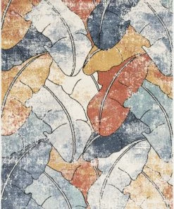 Well Woven Ravenna Vintage Abstract Leaves Blue Red Rug Global