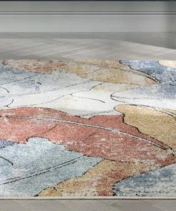 Well Woven Ravenna Vintage Abstract Leaves Blue Red Rug Global