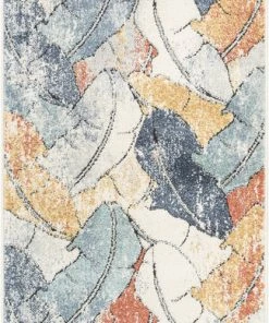 Well Woven Ravenna Vintage Abstract Leaves Blue Red Rug Global