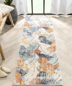 Well Woven Ravenna Vintage Abstract Leaves Blue Red Rug Global