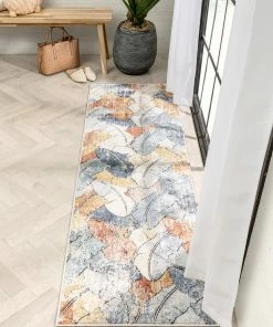 Well Woven Ravenna Vintage Abstract Leaves Blue Red Rug Global