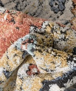 Well Woven Messina Vintage Medallion Botanical Border Rust Rug